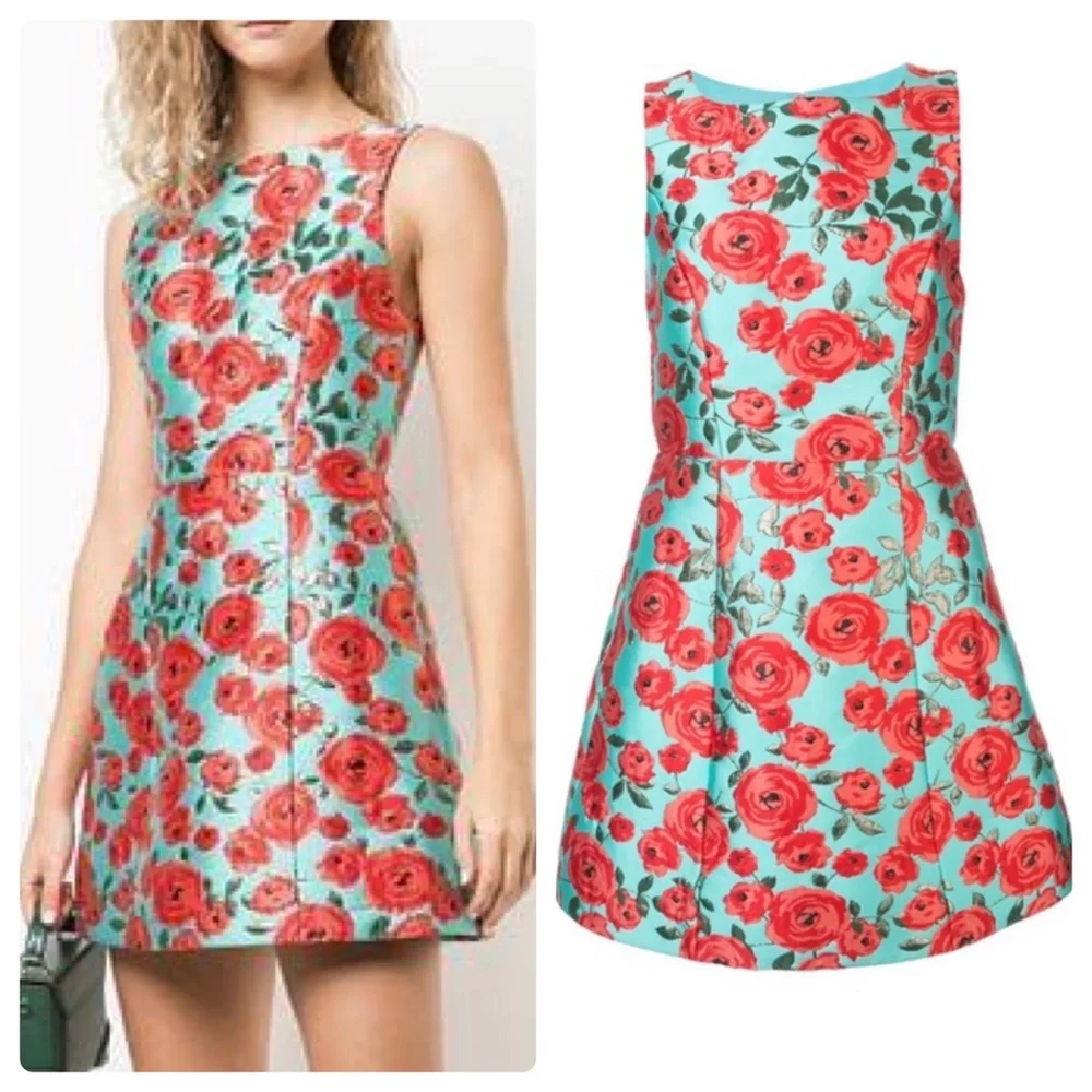 ALICE + OLIVIA Lindsey Structured Jacquard Mini Dress - Picture 1 of 8